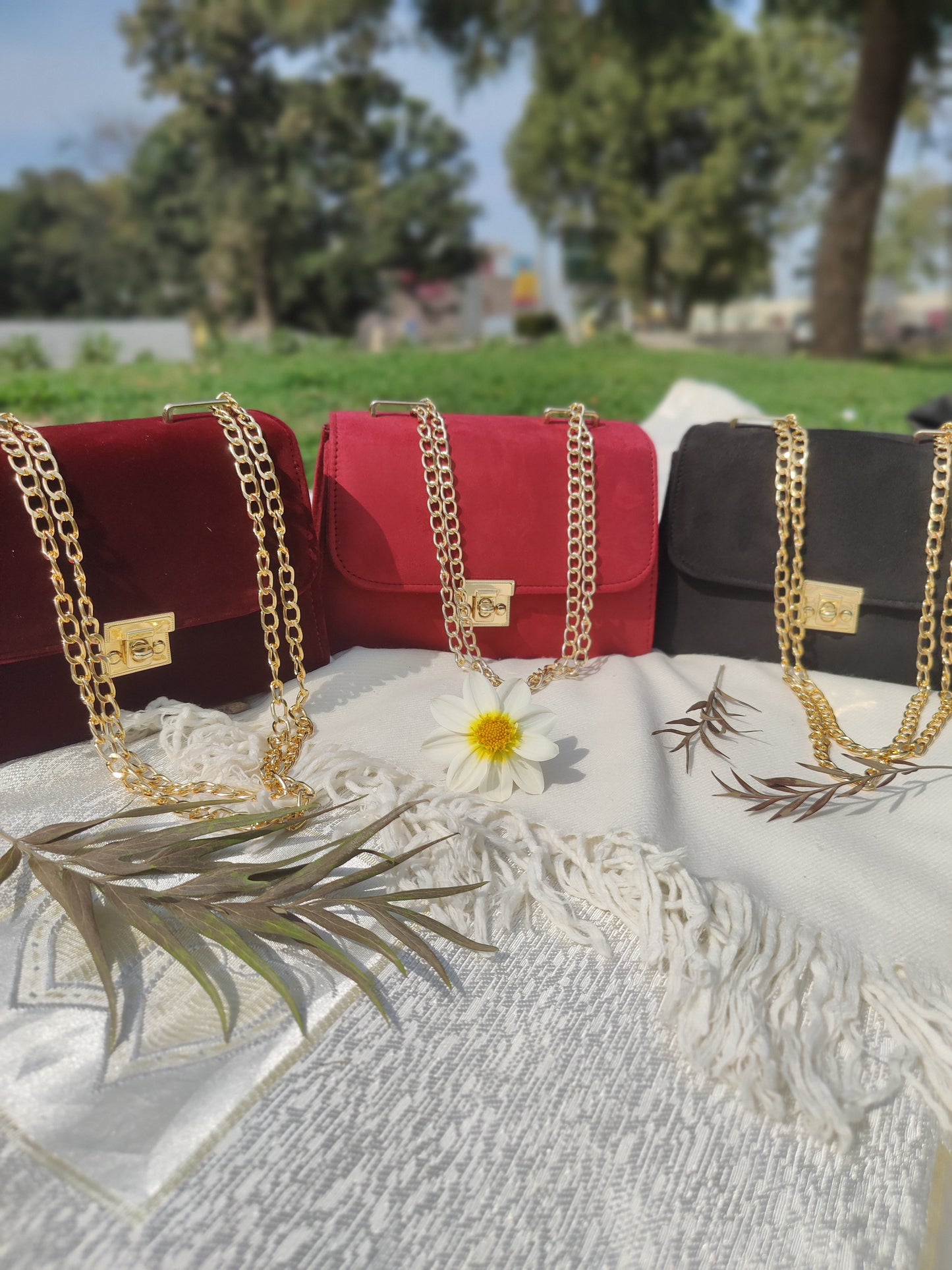 "Maroon velvet " Crossbody bags