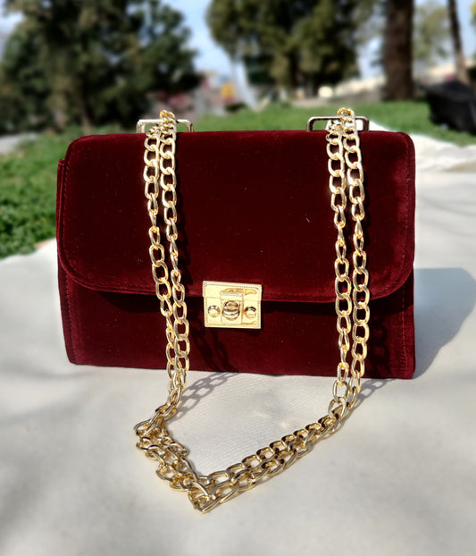 "Maroon velvet " Crossbody bags